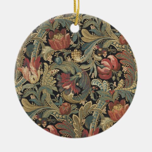 Rich Floral Tapestry Brocade Damask Ceramic Ornament