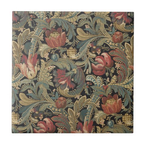 Rich Floral Tapestry Brocade Damask Ceramic Tile