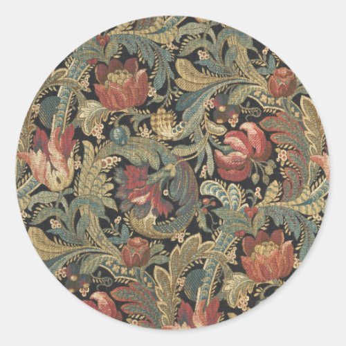 Rich Floral Tapestry Brocade Damask Classic Round Sticker