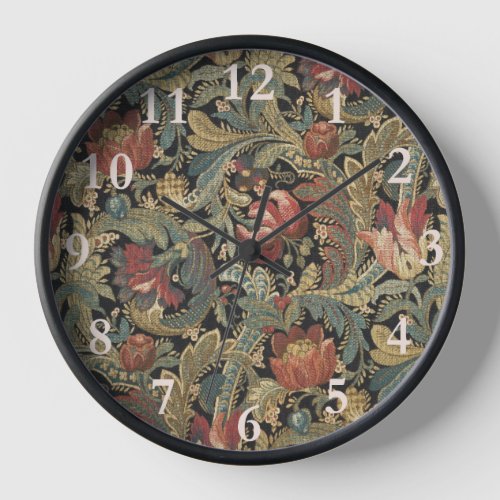Rich Floral Tapestry Brocade Damask Clock