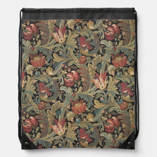 Rich Floral Tapestry Brocade Damask Drawstring Bag