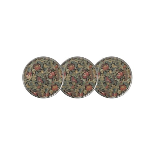 Rich Floral Tapestry Brocade Damask Golf Ball Marker