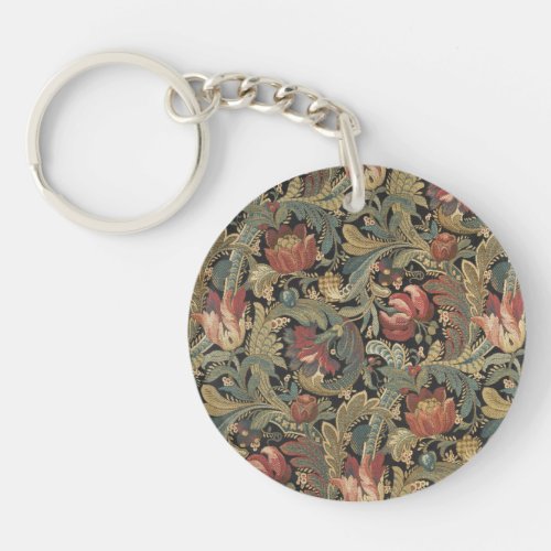 Rich Floral Tapestry Brocade Damask Keychain