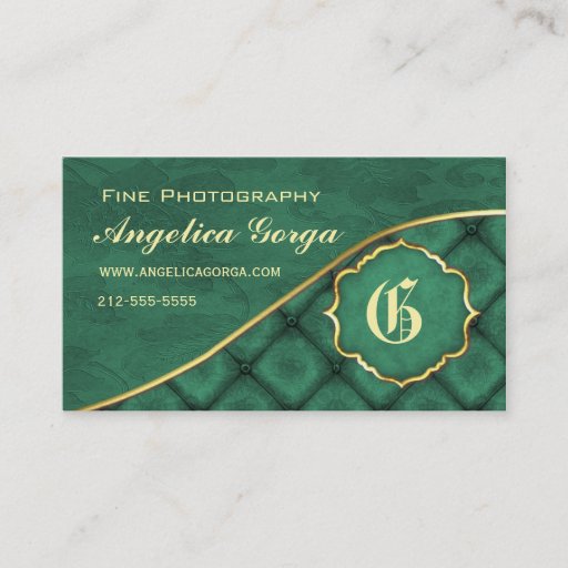 Customizable Rich Forest Green Damask Business Card