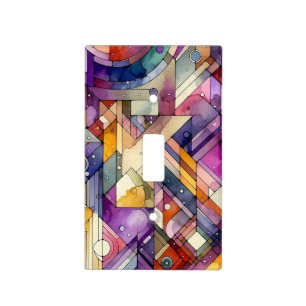 Rich Geometric Mosaic Stained Glass Watercolor Light Switch Cover