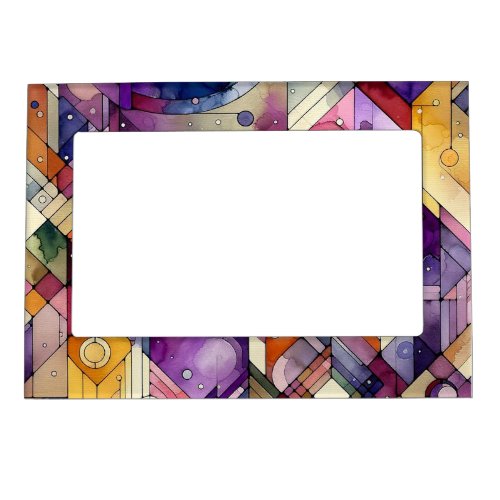 Rich Geometric Mosaic Stained Glass Watercolor Magnetic Frame