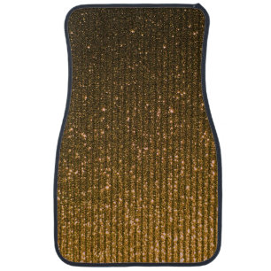 Rich Gold Amber Stripes Print Car Floor Mat
