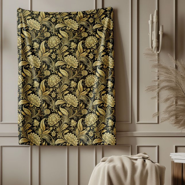 Rich Gold and Black Damask Decorative Blanket (Rich Gold and Black Damask Decorative Blanket)