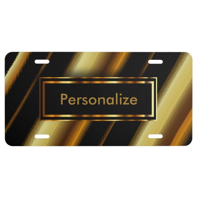 Rich Gold & Black Stripes | Personalize License Plate (Front)