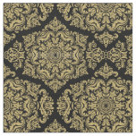 Rich Gold on Black Damask Fabric