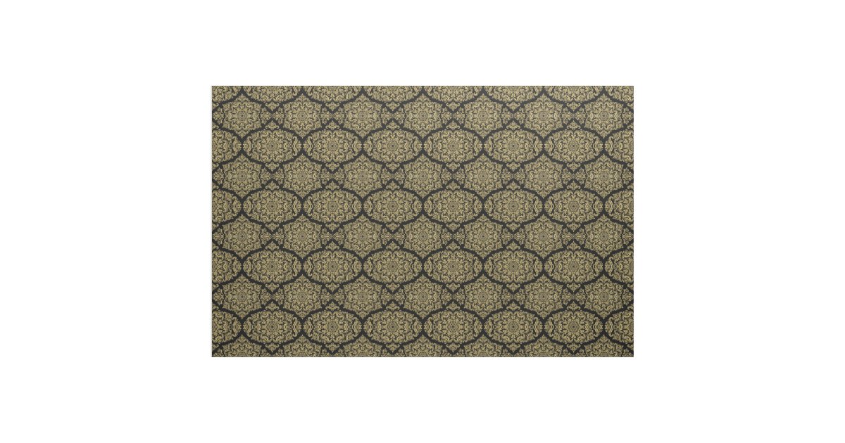 Rich Gold on Black Damask Fabric Zazzle