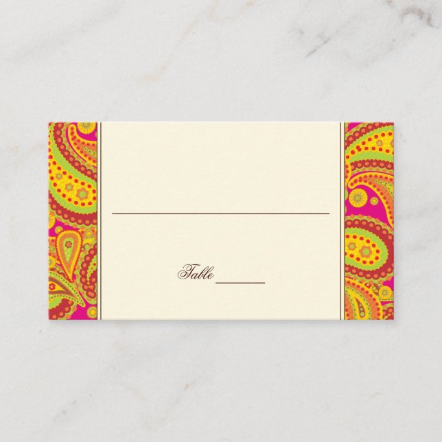 Rich Gold Paisley Pattern Party Table Seating Card (Front)