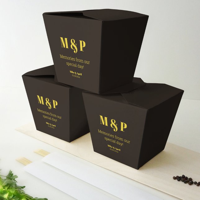 Rich Golden in Black Wedding Theme Favor Boxes (Customize your wedding return gifts in such a way that matches your theme.)