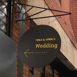 Rich Golden in Black Wedding Theme Sign