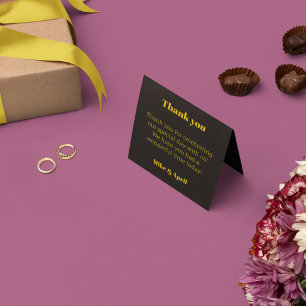 Rich Golden in Black Wedding Theme Thank You Card