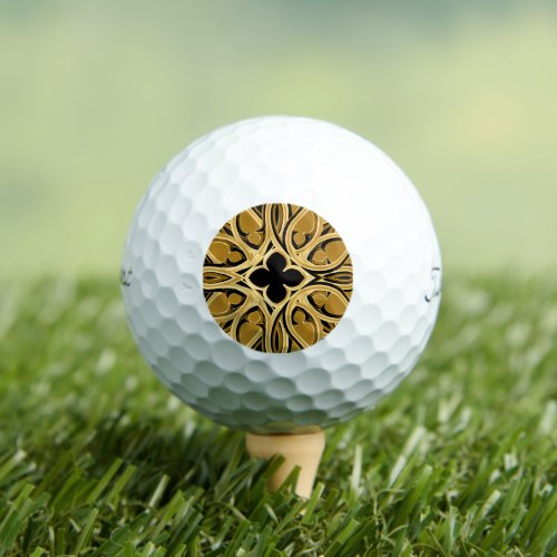 Rich Gothic Design  Black  Gold  Golf Balls