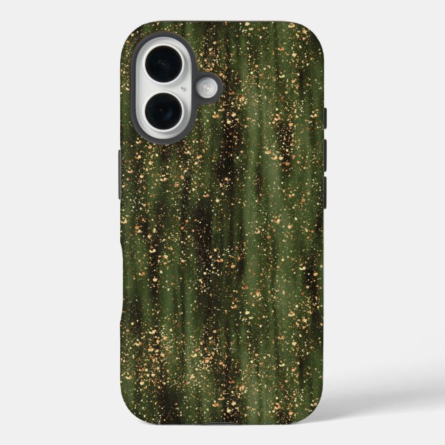 Rich Green and Gold Abstract Sparkle Pattern Case-Mate iPhone Case (Back)