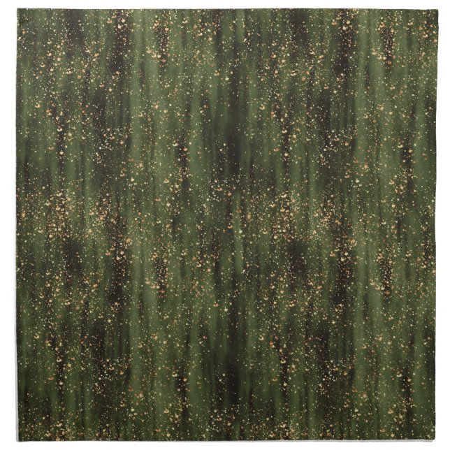 Rich Green and Gold Abstract Sparkle Pattern Cloth Napkin (Front)