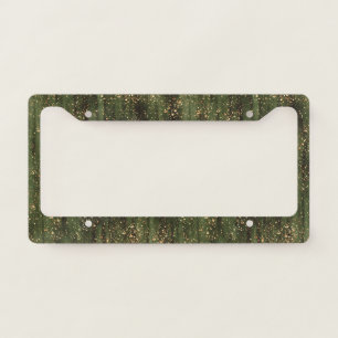 Rich Green and Gold Abstract Sparkle Pattern License Plate Frame