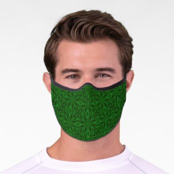 Rich Green Dynamic Fractal Premium Face Mask by anuradesignstudio at Zazzle