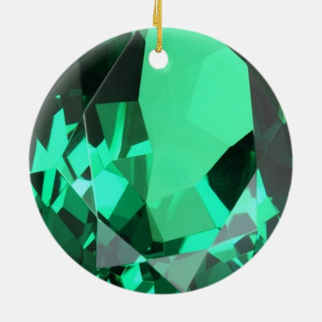 Rich green Emerald May birthstone Ceramic Ornament (Back)