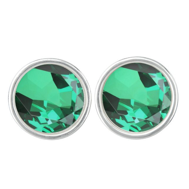 Rich green Emerald May birthstone Cufflinks (Front)