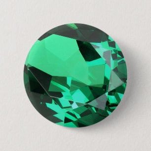 Rich green Emerald May birthstone Pinback Button