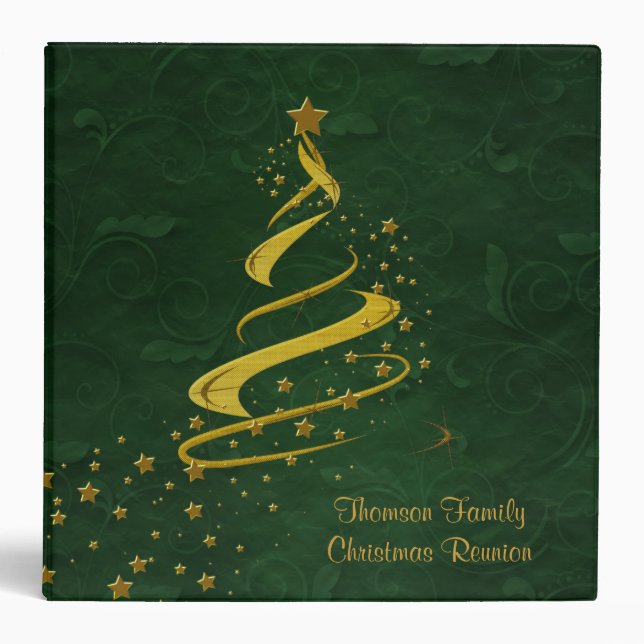 Rich Green & Gold Stars Christmas Album Binder (Front)