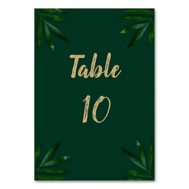 Rich Green Golden Table Number (Front)