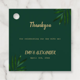 Rich Green Golden Theme Favor Tags