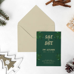 Rich Green Golden Theme Save The Date