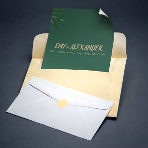 Rich Green Golden Wedding Theme Envelope Liner
