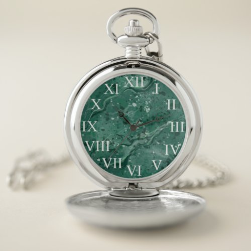 Rich Green Marble Print Pocket Watch 