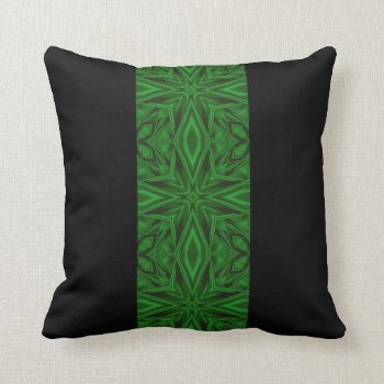 Rich Green Satin Fractal Stripe Throw Pillow by anuradesignstudio at Zazzle