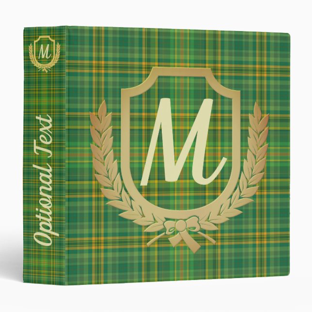 Rich Green Tartan (Plaid) Custom 3 Ring Binder (Front/Spine)