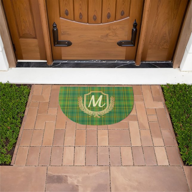 Rich Green Tartan (Plaid) Custom  Doormat (Outdoor)