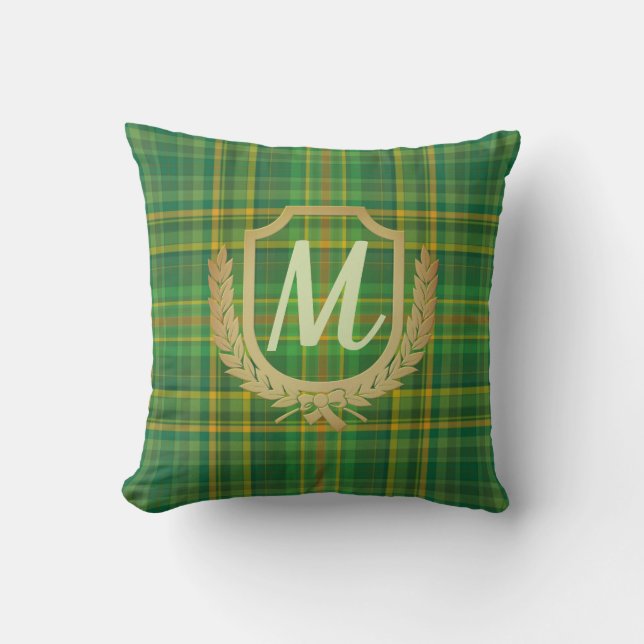 Rich Green Tartan (Plaid) Custom Throw Pillow (Front)