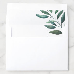 Rich Green Watercolor Eucalyptus Pattern Envelope Liner