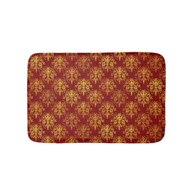 Rich Holiday Damask Bathroom Mat (Front)