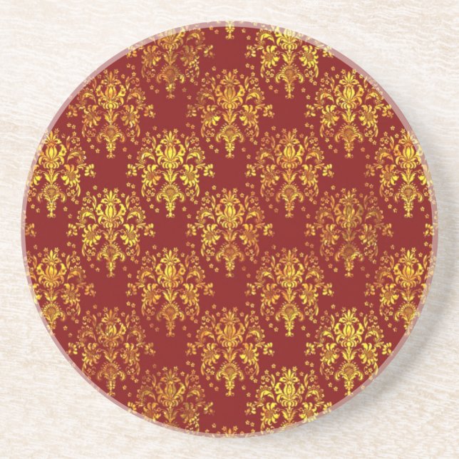 Rich Holiday Damask Drink Coaster (Front)