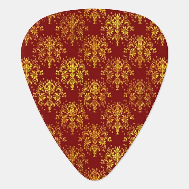 Rich Holiday Damask Guitar Pick (Front)