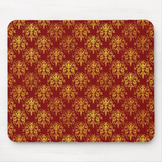 Rich Holiday Damask Mouse Pad (Front)