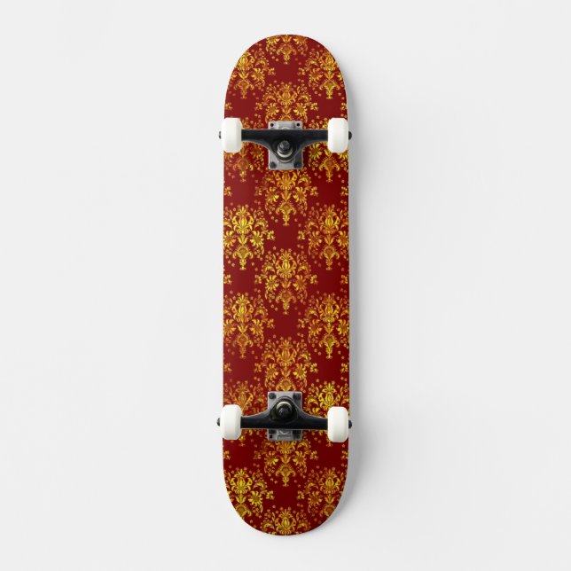 Rich Holiday Damask Skateboard Deck (Front)