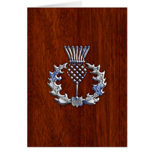 Rich Mahogany Wood Scottish Thistle Print