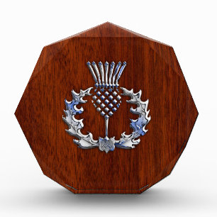 Rich Mahogany Wood Scottish Thistle Print Award