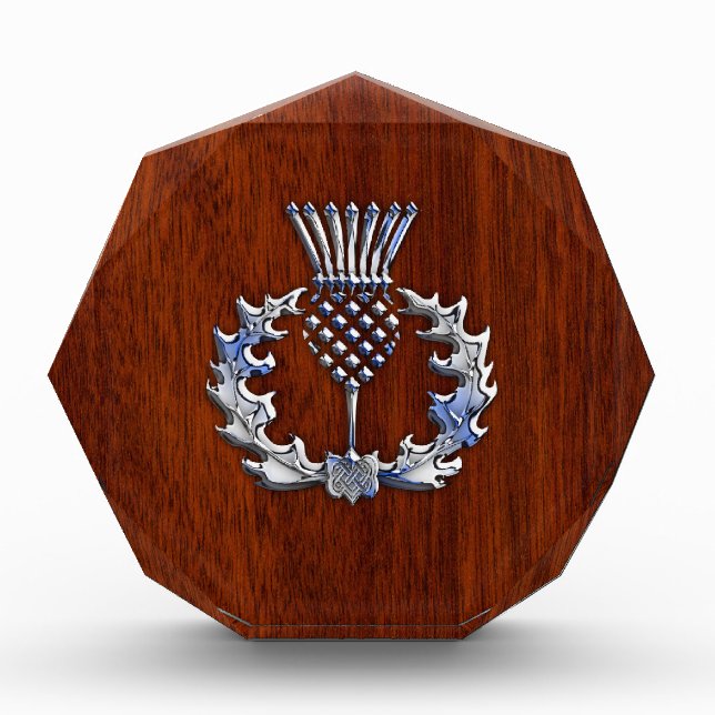 Rich Mahogany Wood Scottish Thistle Print Award (Front)
