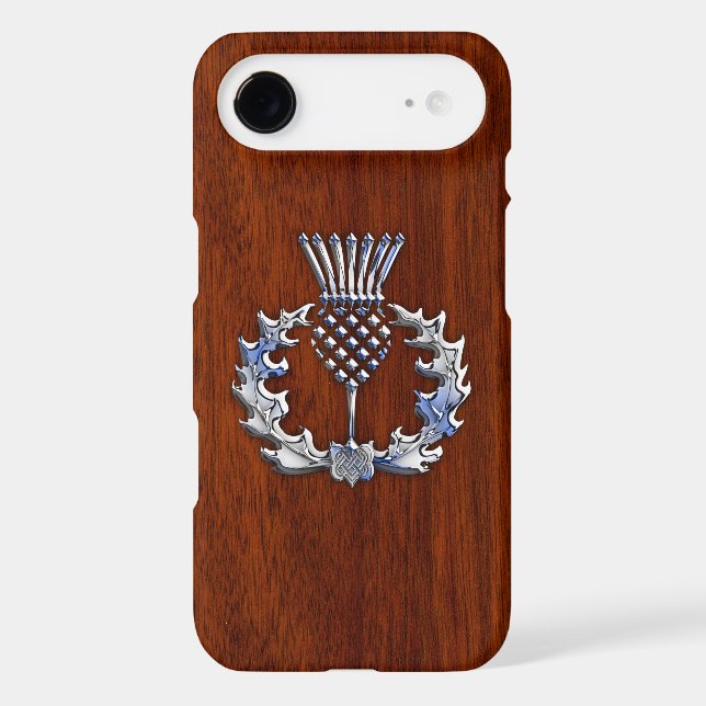 Rich Mahogany Wood Scottish Thistle Print Case-Mate iPhone Case (Back)