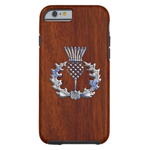 Rich Mahogany Wood Scottish Thistle Print Tough iPhone 6 Case