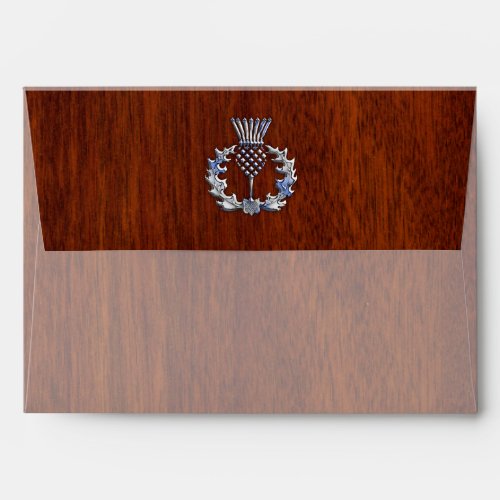 Rich Mahogany Wood Scottish Thistle Print Envelope