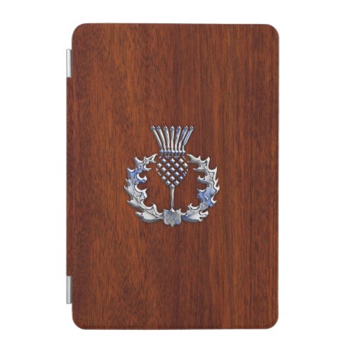 Rich Mahogany Wood Scottish Thistle Print iPad Mini Cover